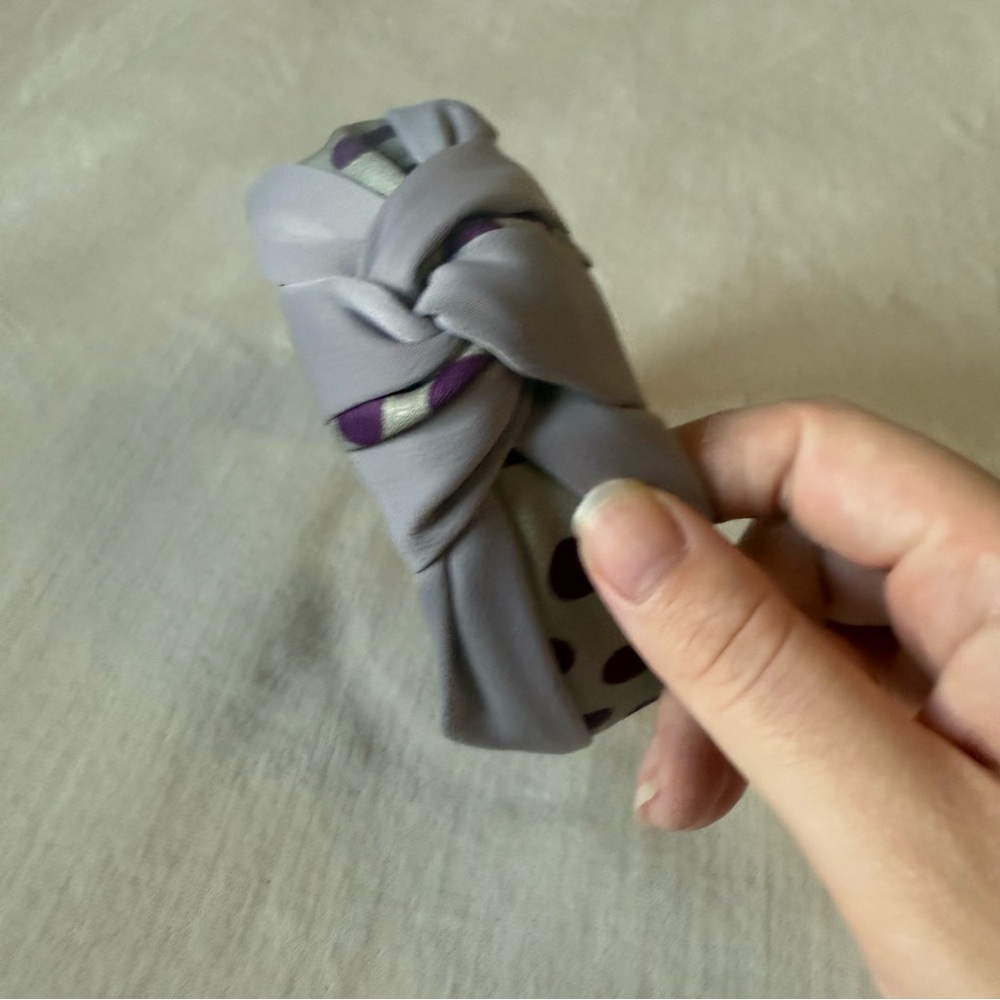 Purple Polka Dot Top-Knot Headband - Picture 2 of 6